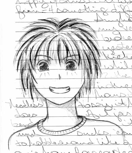 This was done for fun.  I'm not very good at the wide eyed, innocent look, so thought I would practice.  Can you guess what manga I was looking off of when I sketched this?  You get three guesses.  :) 'Course I put in my own flavor, I don't like doing exact copies... that's unoriginal.  :)
